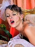 Sexy bride in white stockings and wedding dress sucking dick and fucked
