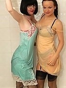 Stockings lesbians Julia and Jane get very wet